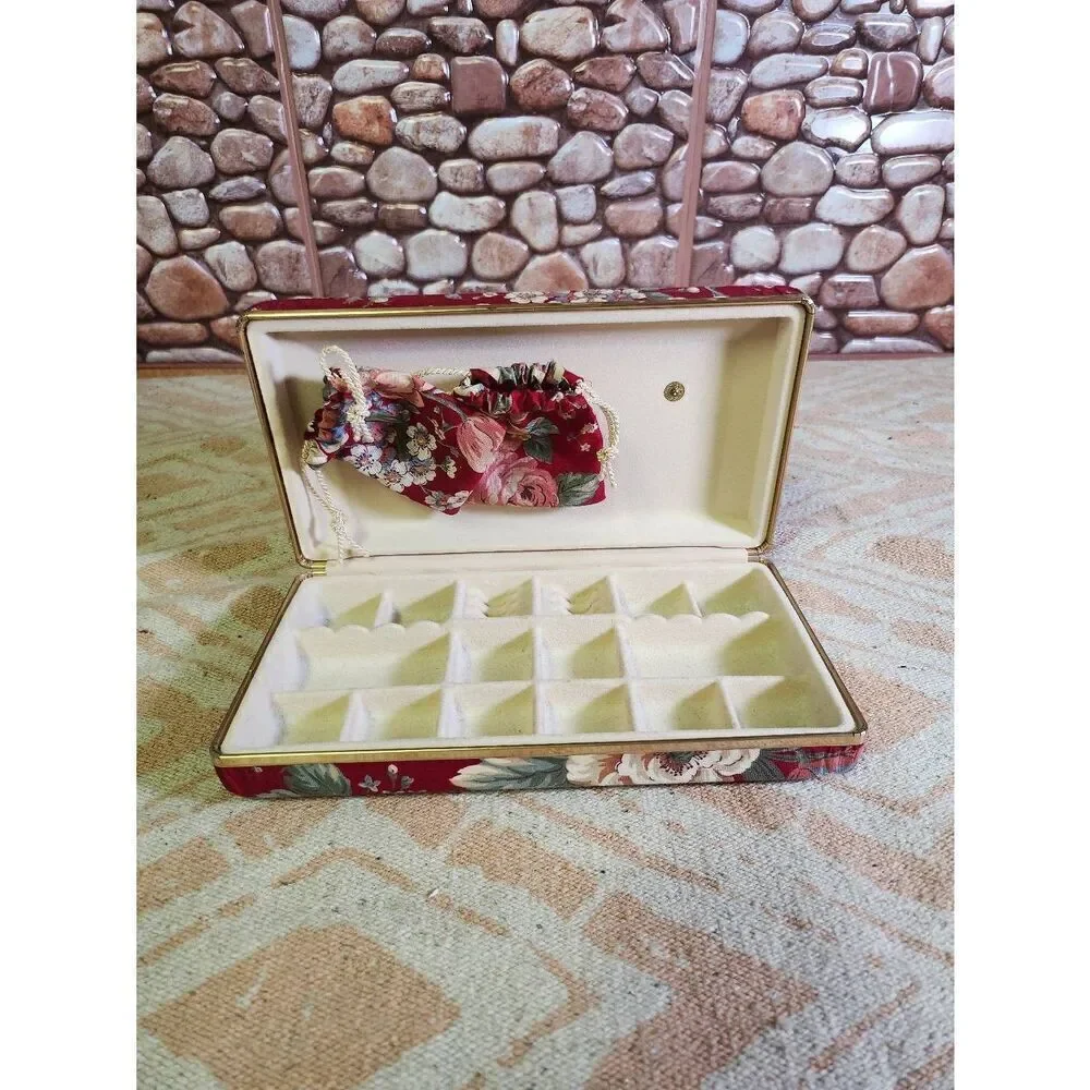 Fabric Travel Jewelry Box Small Compact Case Jewelry Traveling Case Vacation Cas